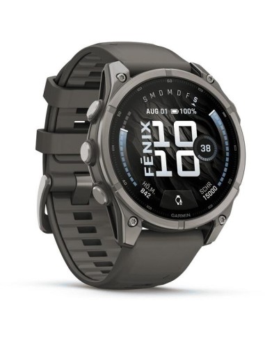 Fenix® 9 – 47 mm, Titanas su akmenėlių pilkos spalvos silikoniniu dirželiu