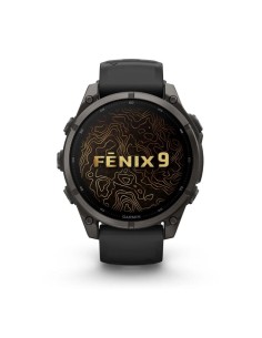 Fēnix 9“ 47 mm, Carbon Grey DLC titano spalvos juodas silikoninis dirželis