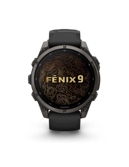 Fēnix 9“ 47 mm, Carbon Grey DLC titano spalvos juodas silikoninis dirželis