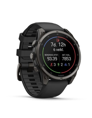 Fēnix 9“ 47 mm, Carbon Grey DLC titano spalvos juodas silikoninis dirželis