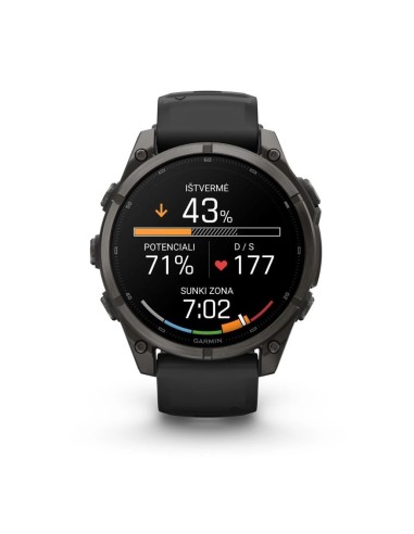 Fēnix 9“ 47 mm, Carbon Grey DLC titano spalvos juodas silikoninis dirželis