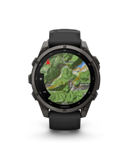 Fēnix 9“ 47 mm, Carbon Grey DLC titano spalvos juodas silikoninis dirželis