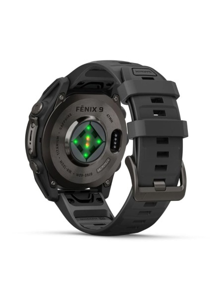 Fēnix 9“ 47 mm, Carbon Grey DLC titano spalvos juodas silikoninis dirželis