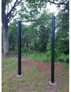 Concrete-encased outdoor single crossbar