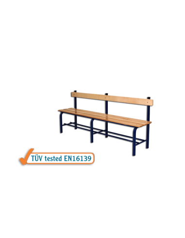 Dressing room bench with backrest 2m