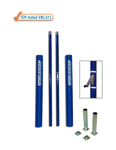 Concrete-mounted steel volleyball posts with protection Sportsystem