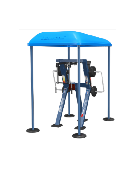 Treniruoklis Streetbarbell MB 7.32 - Peteliškė reversu stovint su svorių bloku