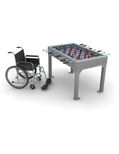 Neįgaliųjų vežimėliui pritaikytas betoninis stalo futbolo stalas