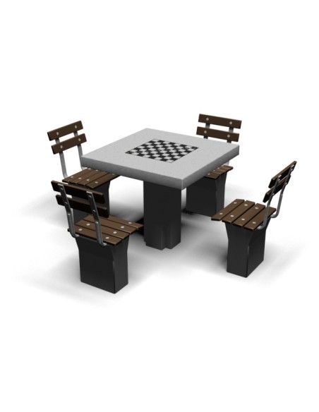 Betoninis lauko šachmatų stalas su kėdutėm (su atlošais)