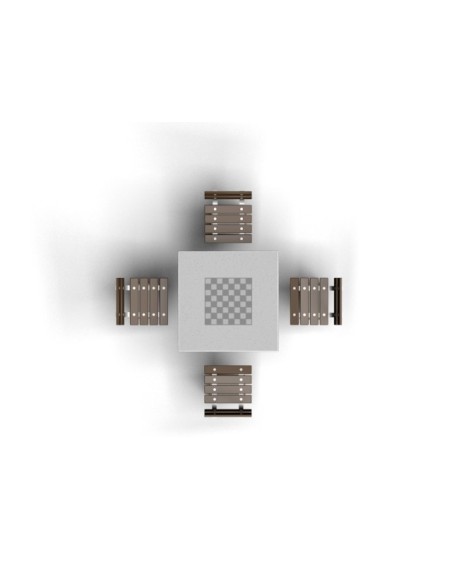 Betoninis lauko šachmatų stalas su kėdutėm (su atlošais)