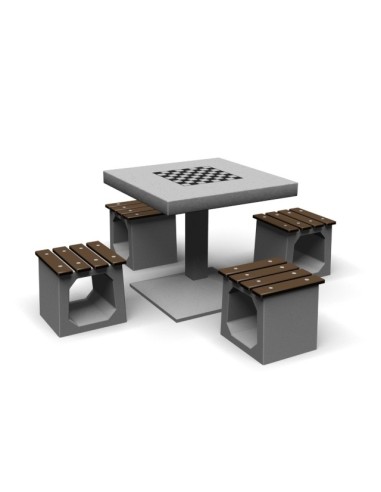 Betoninis lauko šachmatų stalas su kėdutėm (be atlošų)