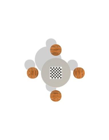 Betoninis lauko šachmatų stalas su kėdutėm (apvalus)