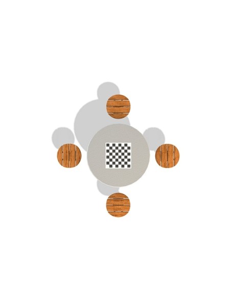 Betoninis lauko šachmatų stalas su kėdutėm (apvalus)