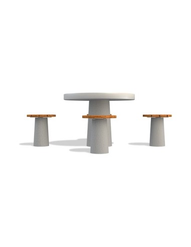 Betoninis lauko šachmatų stalas su kėdutėm (apvalus)