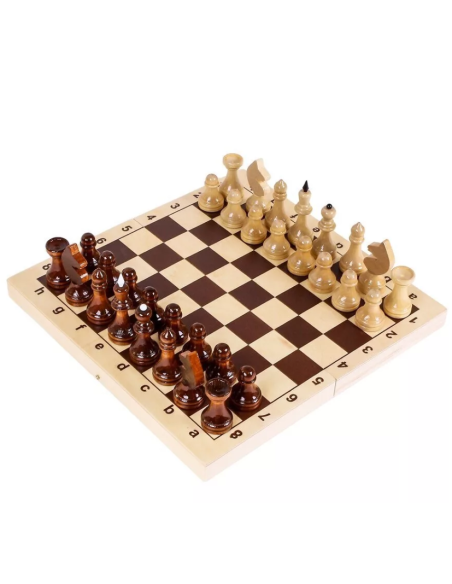 Lakuoti, mediniai šachmatai su lenta (29x29x1,9 cm)