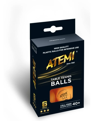 Stalo teniso kamuoliukai ATEMI 3*** (6vnt.) oranžiniai