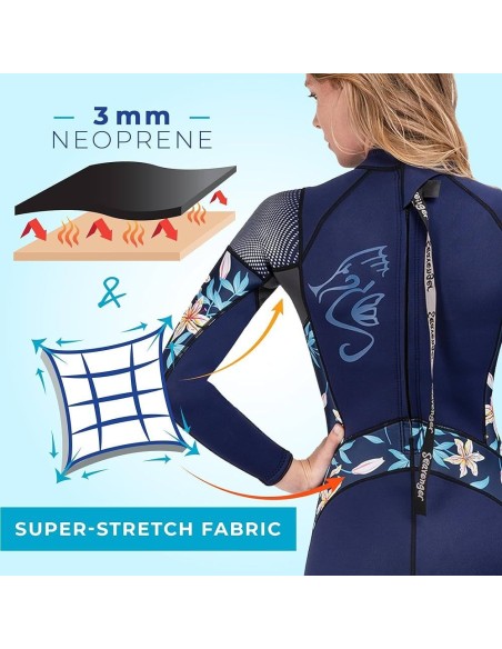 3mm hidrokostiumas Seavenger "Alpha Women’s Wetsuit - Dark Floral"