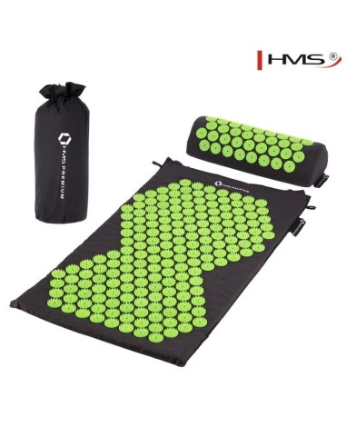 Akupresūrinis taškinio masažo rinkinys HMS (kilimėlis +pagalvė) juoda