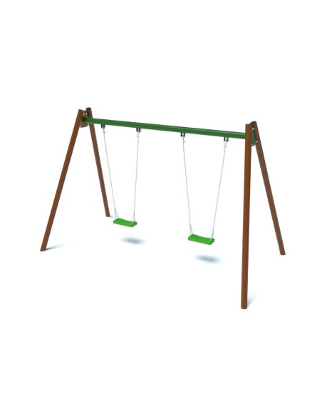 Žaidimų aikštelė - Dvigubos sūpynės su plokščiomis sėdynėmis