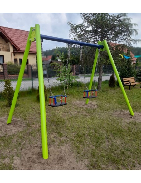 Žaidimų aikštelė - Dvigubos sūpynės su plokščiomis sėdynėmis