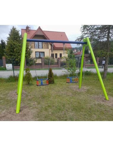 Žaidimų aikštelė - Dvigubos sūpynės su plokščiomis sėdynėmis