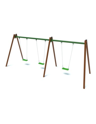 Žaidimų aikštelė - Trigubos sūpynės su plokščiomis sėdynėmis