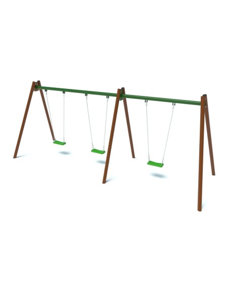 Žaidimų aikštelė - Trigubos sūpynės su plokščiomis sėdynėmis