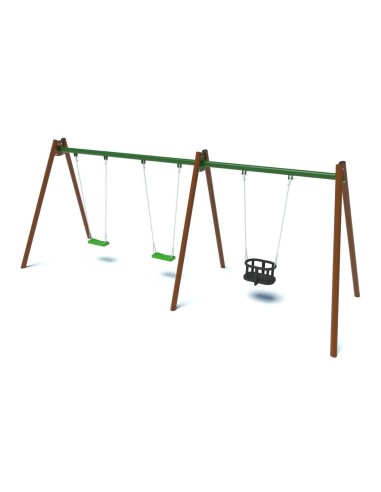 Žaidimų aikštelė - Trigubos sūpynės su p+k sėdynėmis