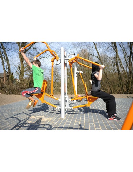 Lauko treniruokliai - Viršutinis pakėlimas + Spaudimas sėdint ant pilono - STARMAX