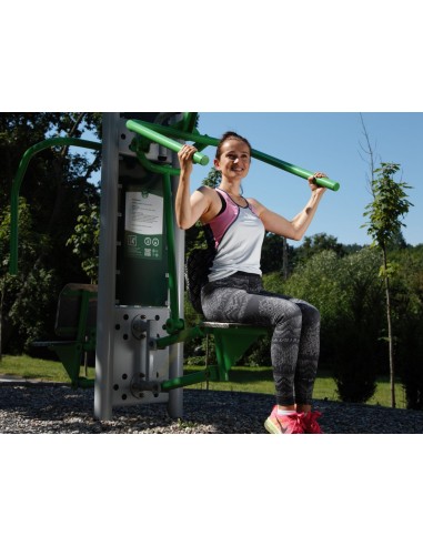 Lauko treniruokliai - Viršutinis pakėlimas + Spaudimas sėdint ant pilono - STARMAX
