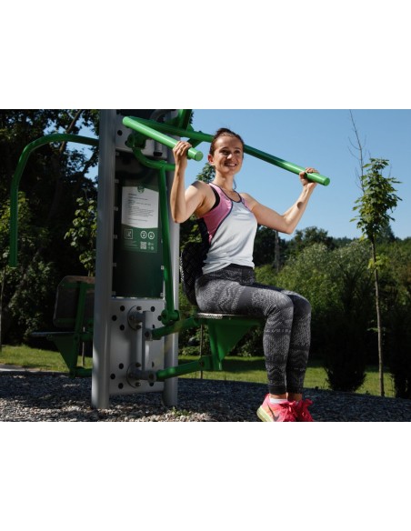 Lauko treniruokliai - Viršutinis pakėlimas + Spaudimas sėdint ant pilono - STARMAX