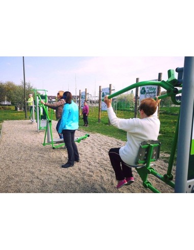 Lauko treniruokliai - Viršutinis pakėlimas + Spaudimas sėdint ant pilono - STARMAX