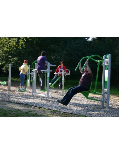 Lauko treniruokliai - Viršutinis pakėlimas + Spaudimas sėdint ant pilono - STARMAX