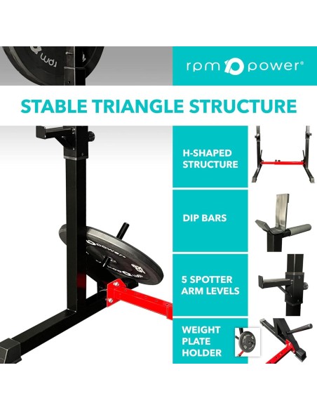 Reguliuojamas štangos spaudimo ir pritūpimų stovas RPM Power