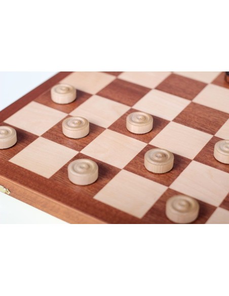 Wooden checkers Sunrise "CHECKERS 64 FIELDS" (CHW81 INTARSY)