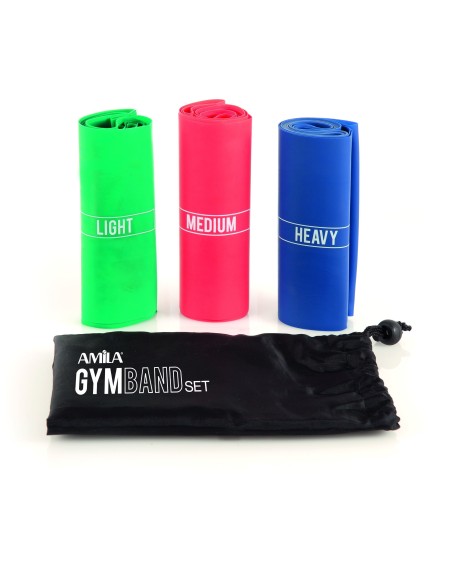Elastinių mankštos juostų rinkinys AMILA "GYM BAND" (3 vnt.)