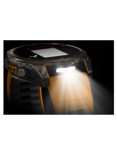 „Fēnix® 8“ – 51 mm, AMOLED Sapphire,  titano su oranžiniu / grafito spalvos silikoniniu dirželiu