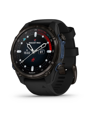 Descent™ Mk3i – 51mm Tamsiai pilkas, DLC titanas, su juodu silikoniniu dirželiu ir siųstuvu-imtuvu „Descent T2“