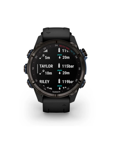 Descent™ Mk3i – 51mm Tamsiai pilkas, DLC titanas, su juodu silikoniniu dirželiu ir siųstuvu-imtuvu „Descent T2“