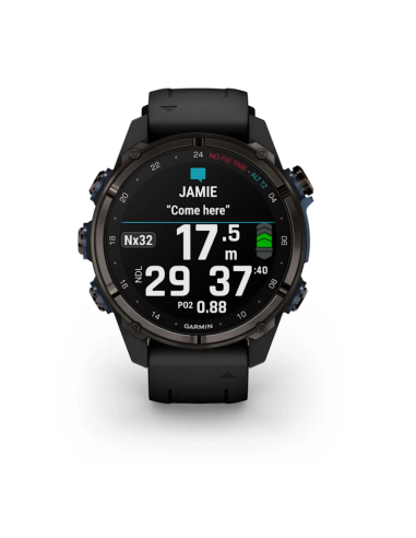 Descent™ Mk3i – 51mm Tamsiai pilkas, DLC titanas, su juodu silikoniniu dirželiu ir siųstuvu-imtuvu „Descent T2“