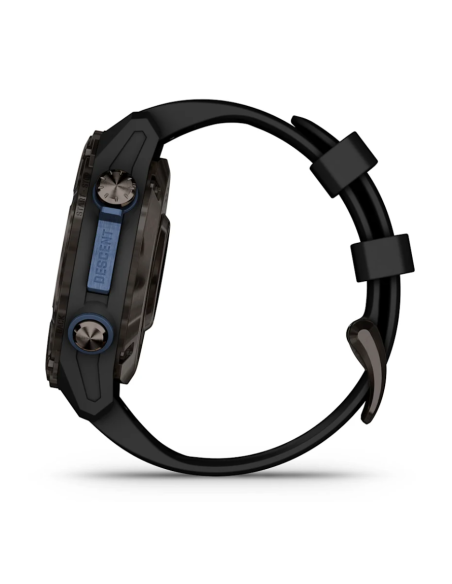 Descent™ Mk3i – 51mm Tamsiai pilkas, DLC titanas, su juodu silikoniniu dirželiu ir siųstuvu-imtuvu „Descent T2“