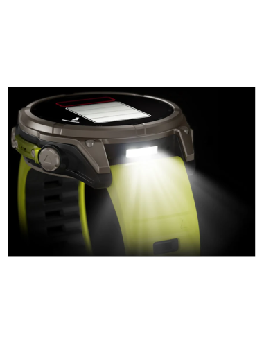 Fenix® 8“ –  „Solar“, „Sapphire“ Sapphire, Titanas su ryškiai geltonu / grafito spalvos silikoniniu dirželiu