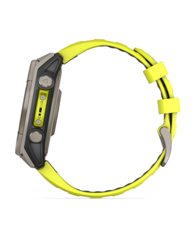 Fenix® 8“ –  „Solar“, „Sapphire“ Sapphire, Titanas su ryškiai geltonu / grafito spalvos silikoniniu dirželiu