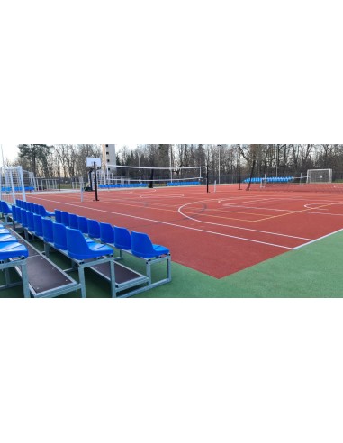 Mobile outdoor spectator stand with plastic seats