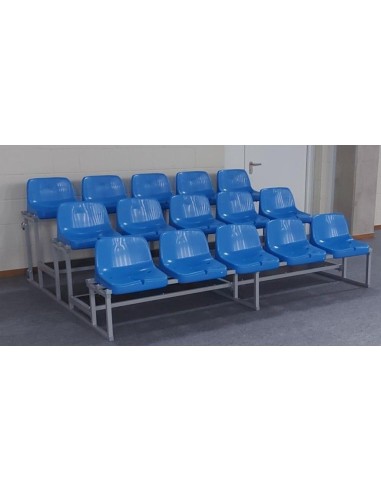 Folding spectator stand with plastic seats