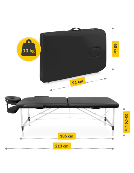 Aluminum massage table 4FIZJO 60 cm (black)