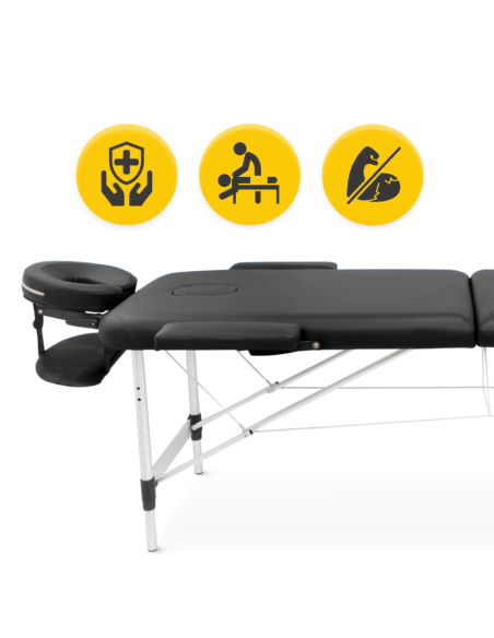 Aluminum massage table 4FIZJO 60 cm (black)