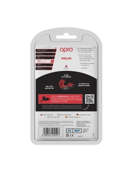 "OPRO" dantų apsauga Self-Fit Silver - Black/Red