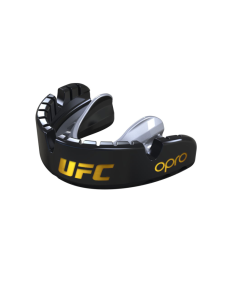 "OPRO" dantų apsauga turintiems breketus Self-Fit UFC Gold Braces - Black/Silver