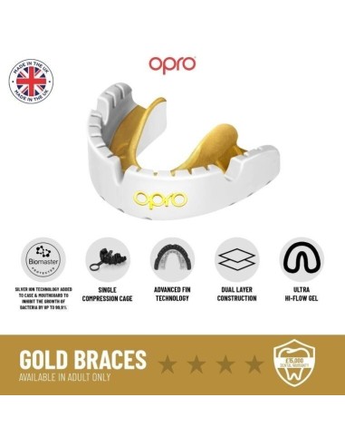 "OPRO" dantų apsauga turintiems breketus Self-Fit UFC Gold Braces - Black/Silver